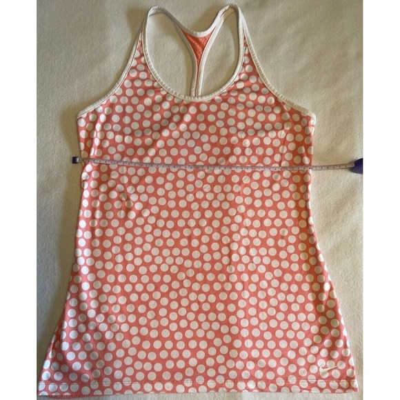 Nike Dri Fit Tank Top Women Medium Orange White Running Gym Athletic Activewear - Picture 6 of 10